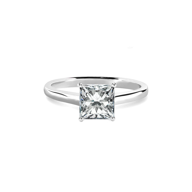 Charlotte Ring 18K White Gold with 0.52 carat Princess diamond NA cut K color VS1 clarity