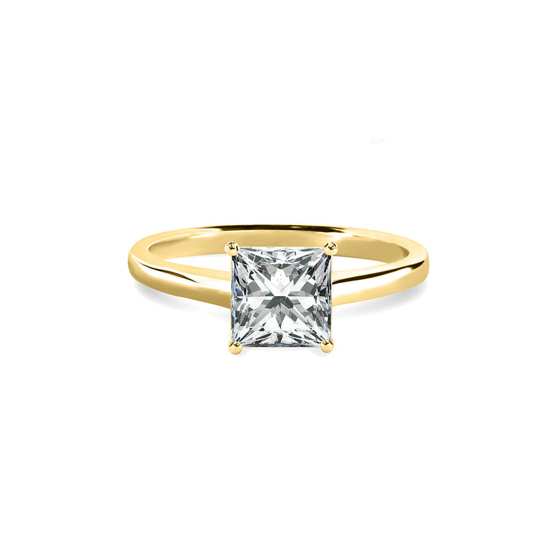 Charlotte Ring 18K Yellow Gold with 0.53 carat Princess diamond NA cut K color VS1 clarity