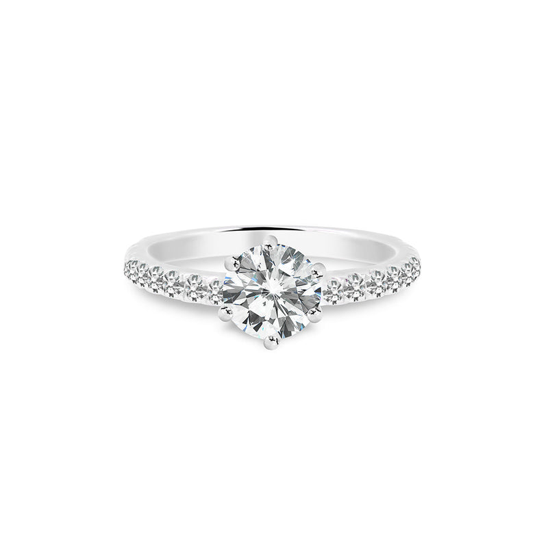 Corinne Ring Platinum with 0.30 carat Round diamond Excellent cut E color SI1 clarity