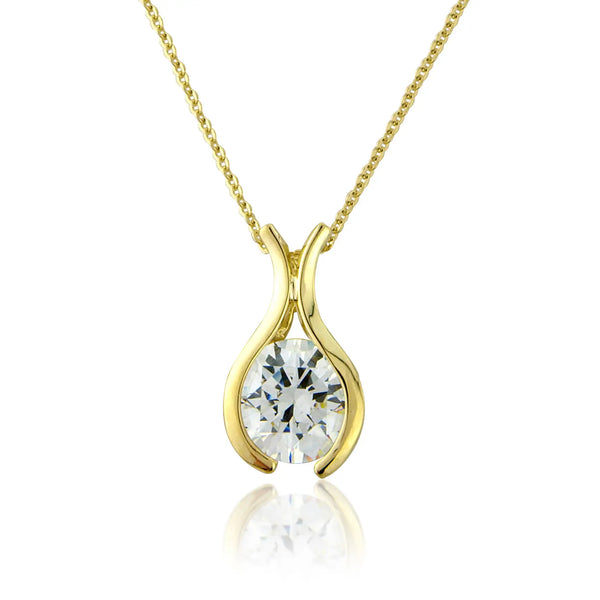 9ct Yellow Gold Cubic Zirconia Pendant Necklace