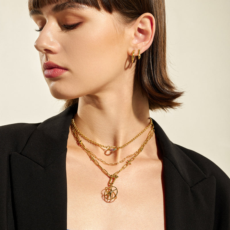 Ania Haie Shiny Gold Gold Stud Link Charm Necklace