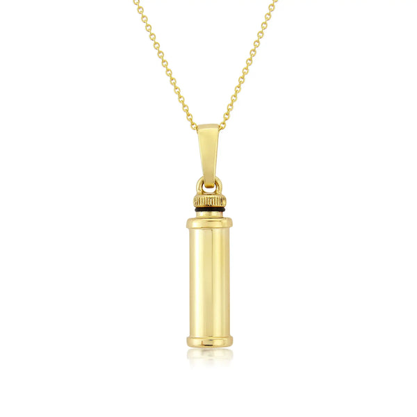 9ct Yellow Gold Cylinder Bottle Pendant  Necklace