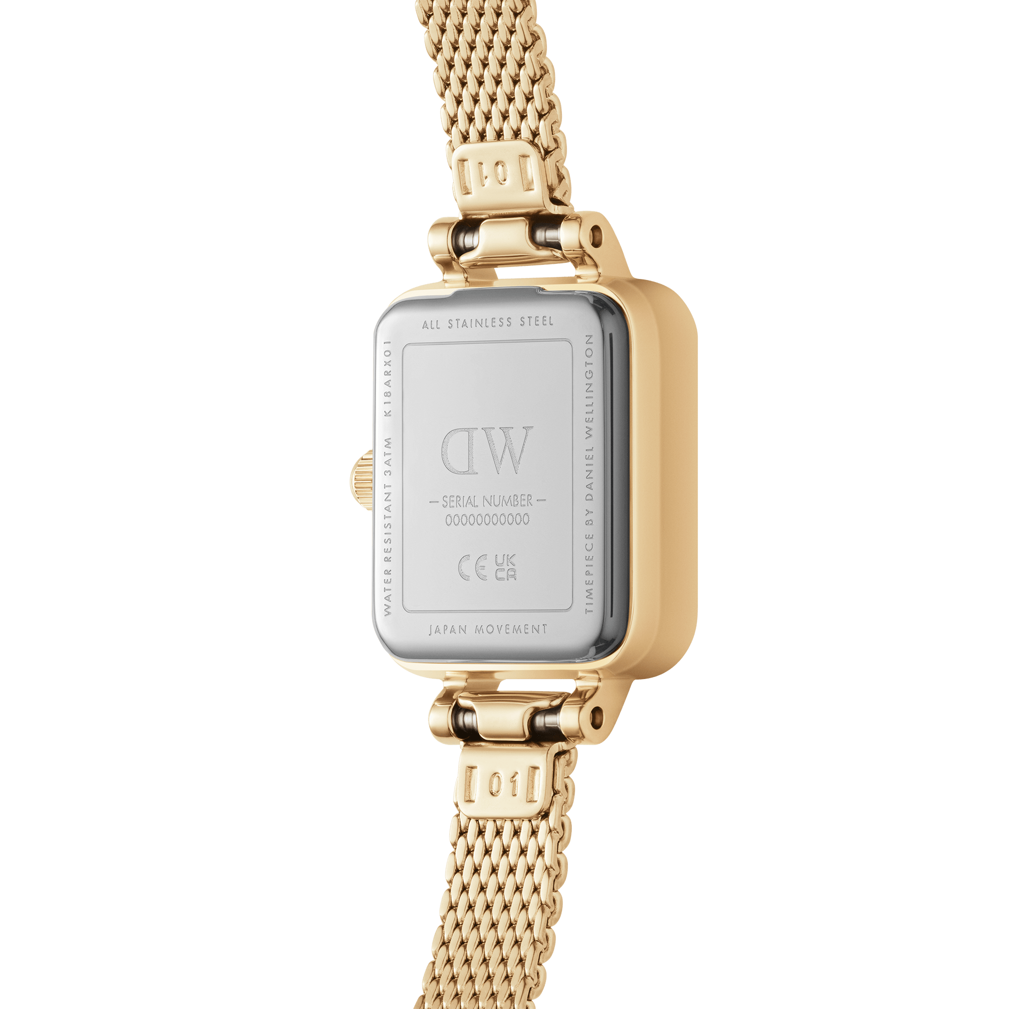 Daniel Wellington Ladies Quadro Mini Evergold White 15.4x18.2mm Watch