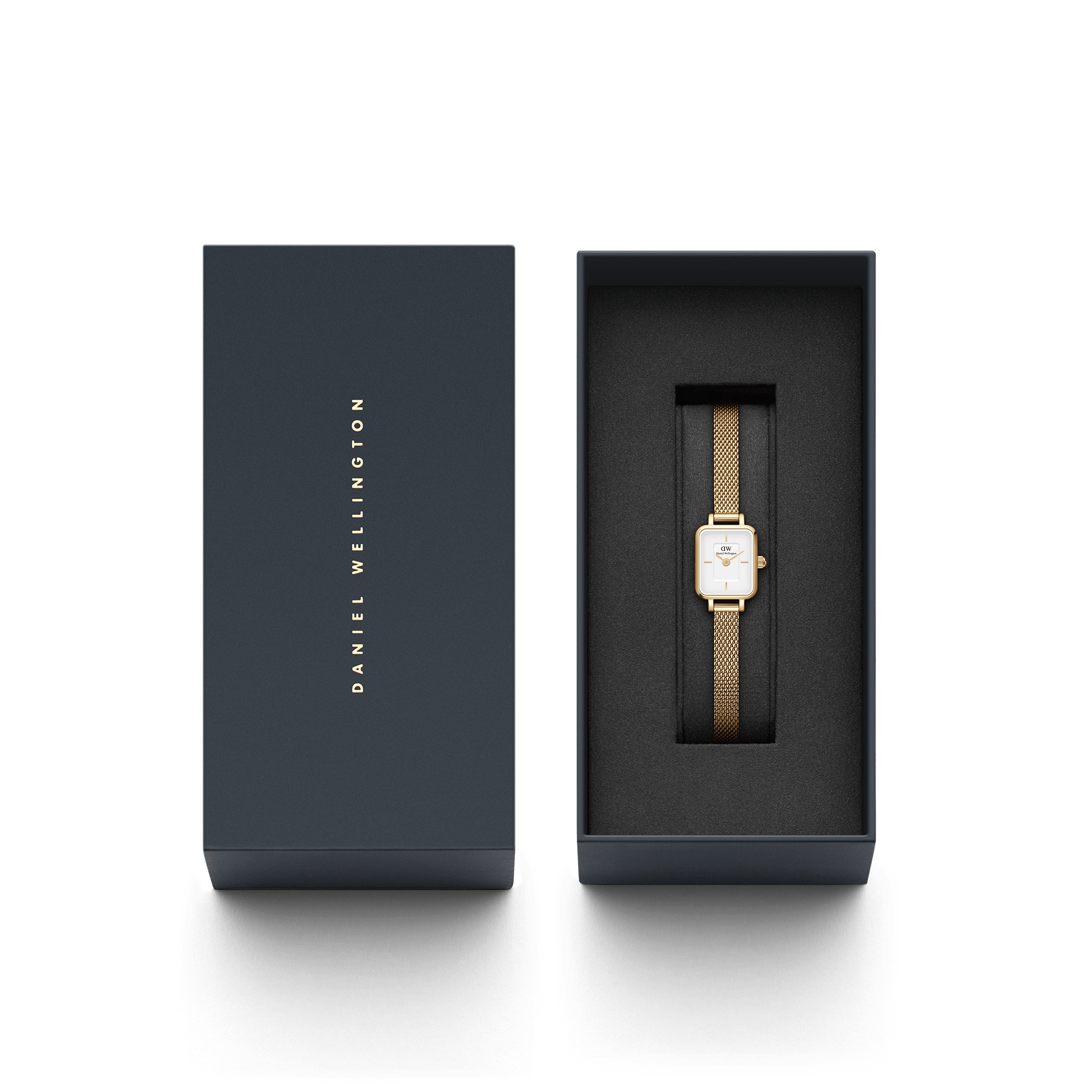 Daniel Wellington Ladies Quadro Mini Evergold White 15.4x18.2mm Watch