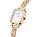 Daniel Wellington Ladies Quadro Mini Evergold White 15.4x18.2mm Watch