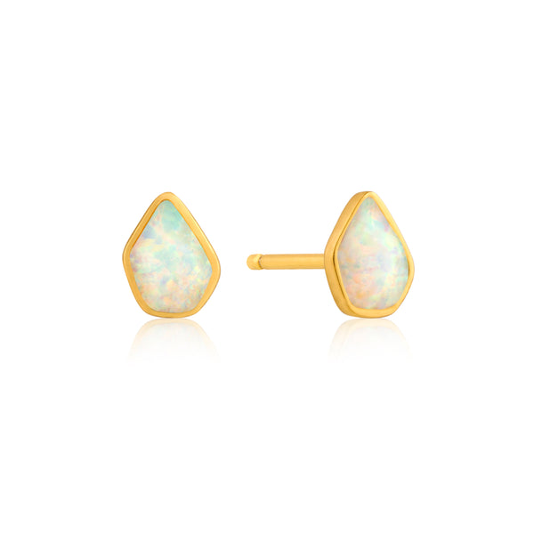 Ania Haie Shiny Gold Opal Colour Stud Earrings