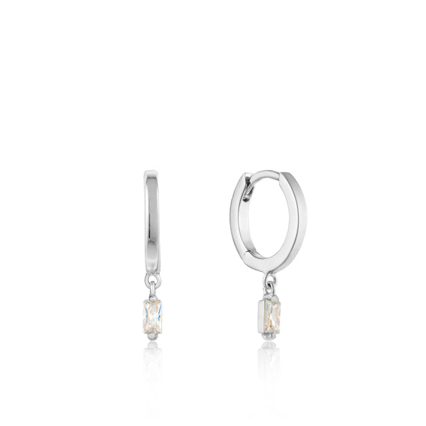 Ania Haie Rhodium Glow Huggie Hoops