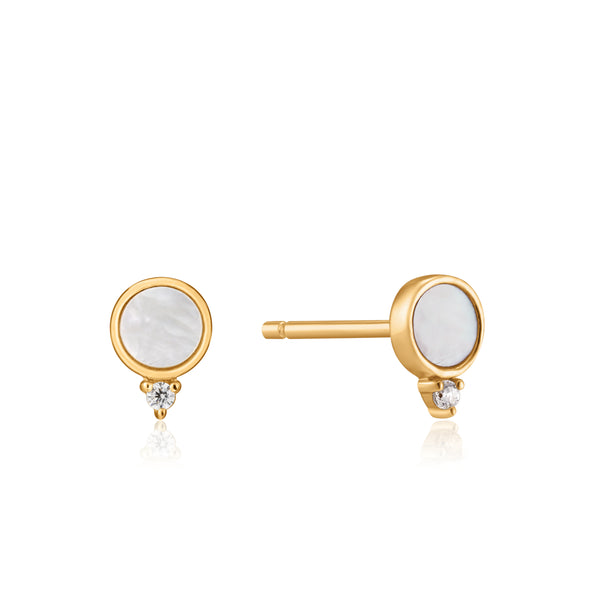 Ania Haie Shiny Gold Mother Of Pearl Stud Earrings