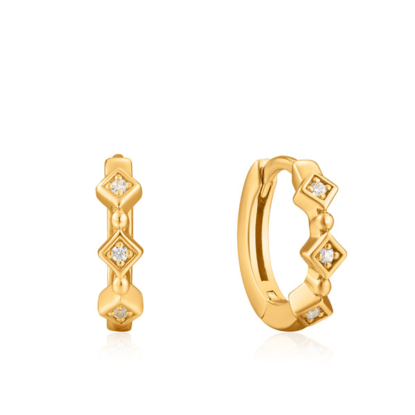 Ania Haie Shiny Gold Sparkle Huggie Hoops