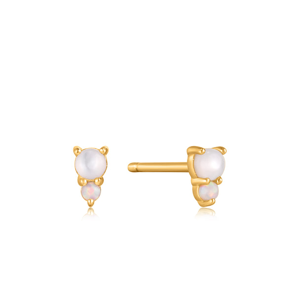 Ania Haie Shiny Gold Gold Mother Of Pearl And Kyoto Opal Stud Earrings