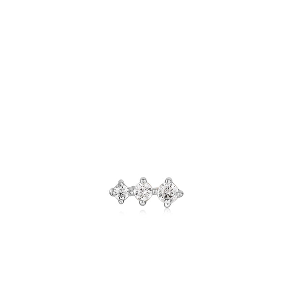 Ania Haie Rhodium Silver Sparkle Crawler Barbell Single Earring