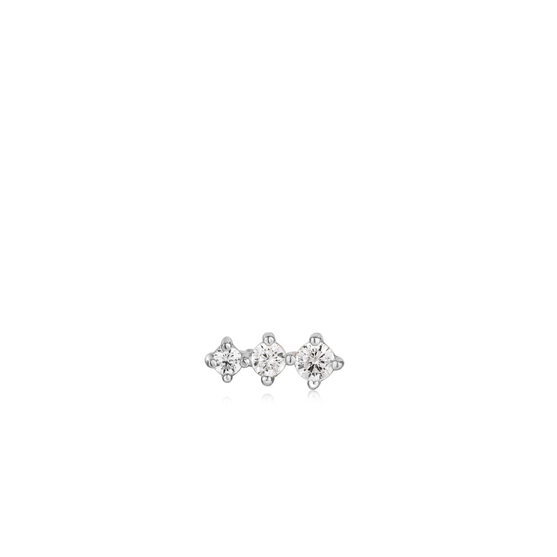 Ania Haie Rhodium Silver Sparkle Crawler Barbell Single Earring