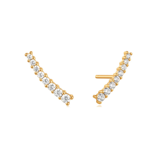 Ania Haie Shiny Gold Glam Crawler Stud Earrings