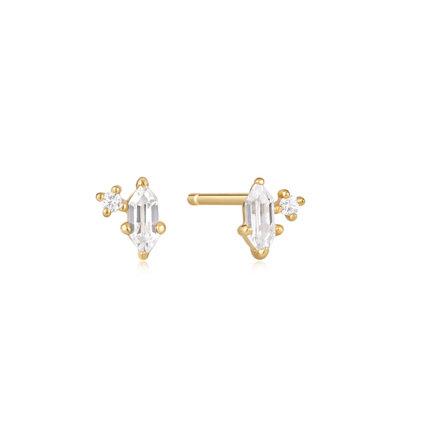 Ania Haie Shiny Gold Sparkle Emblem Stud Earrings