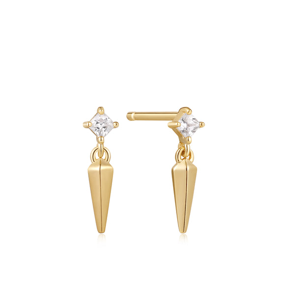 Ania Haie Shiny Gold Sparkle Spike Stud Earrings