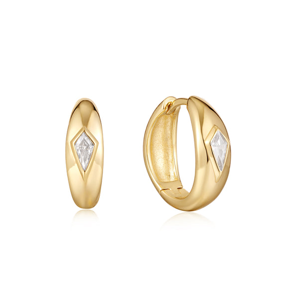 Ania Haie Shiny Gold Sparkle Dome Hoop Earrings