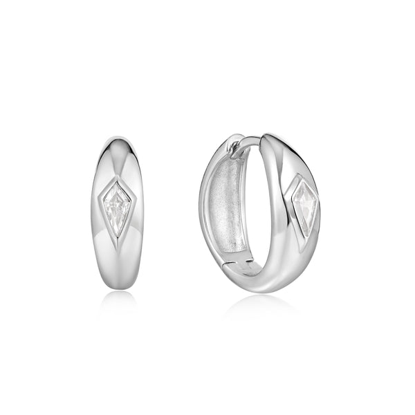 Ania Haie Rhodium Sparkle Dome Hoop Earrings