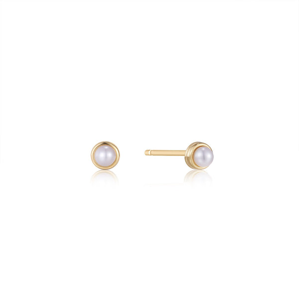 Ania Haie Shiny Gold Pearl Cabochon Stud Earrings