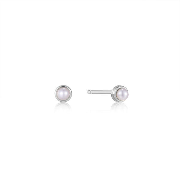 Ania Haie Rhodium Pearl Cabochon Stud Earrings