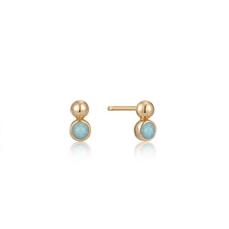 Ania Haie Shiny Gold Gold Orb Amazonite  Stud Earrings