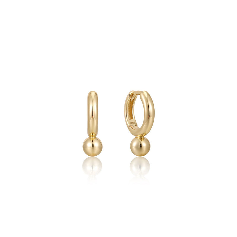 Ania Haie Shiny Gold Gold Orb Drop Huggie Hoop Earrings