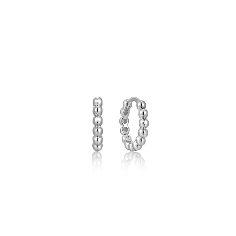 Ania Haie Rhodium Silver Orb Huggie Hoop Earrings