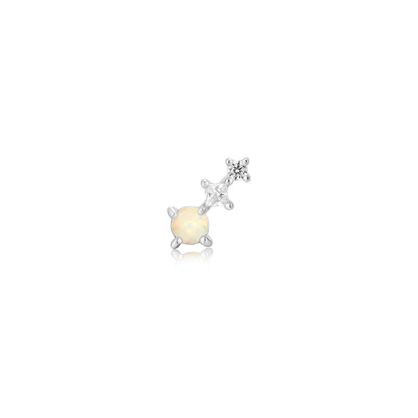 Ania Haie Rhodium Silver Kyoto Opal Climber Barbell Single Earring