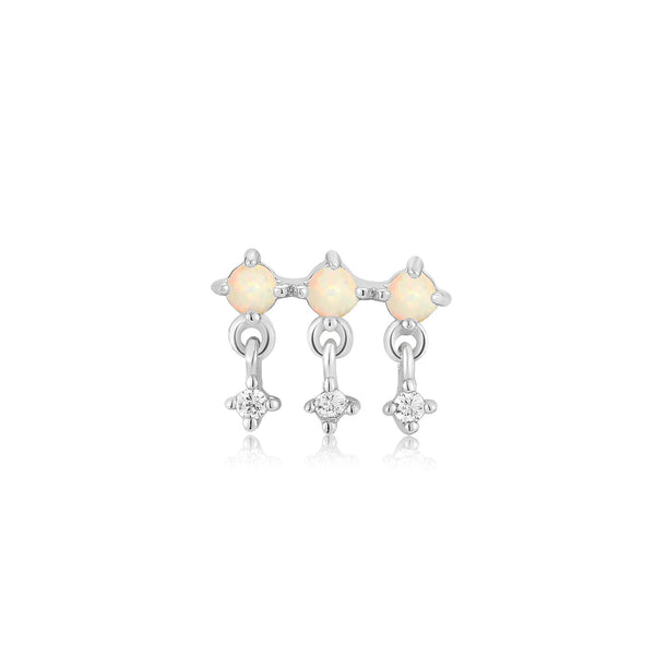 Ania Haie Rhodium Silver Kyoto Opal Drop Sparkle Barbell Single Earring