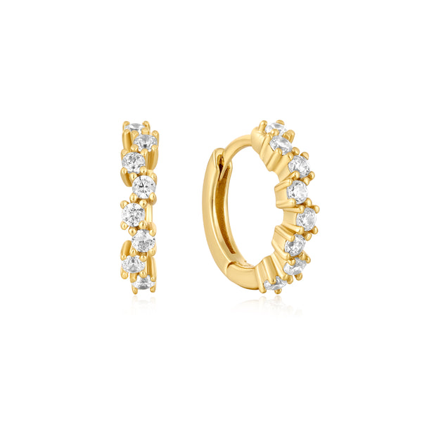 Ania Haie Shiny Gold Gold Sparkle Cluster Huggie Hoop Earrings