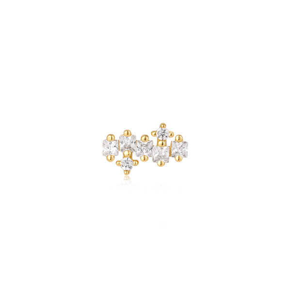 Ania Haie Shiny Gold Gold Sparkle Cluster Climber Barbell Single Earring