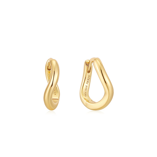 Ania Haie Shiny Gold Gold Twist Huggie Hoop Earrings