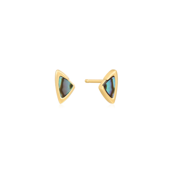 Ania Haie Shiny Gold Gold Arrow Abalone Stud Earrings