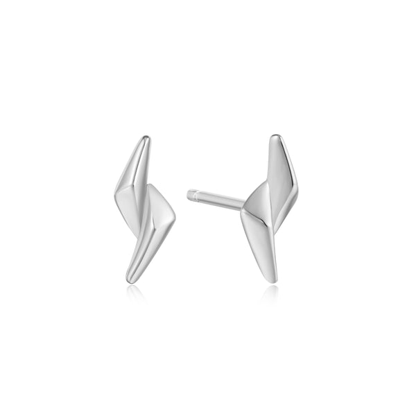 Ania Haie Rhodium Silver Double Spike Stud Earrings