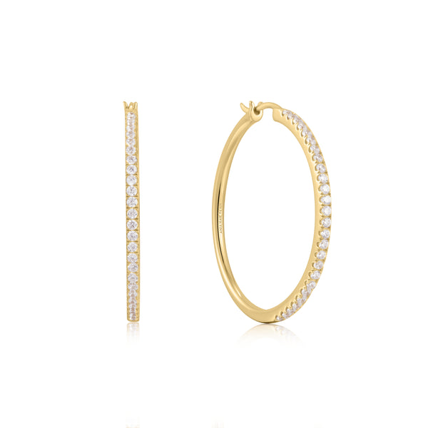 Ania Haie Shiny Gold Gold Pavé Hoop Earrings