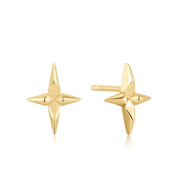 Ania Haie Shiny Gold Gold Cross Stud Earrings