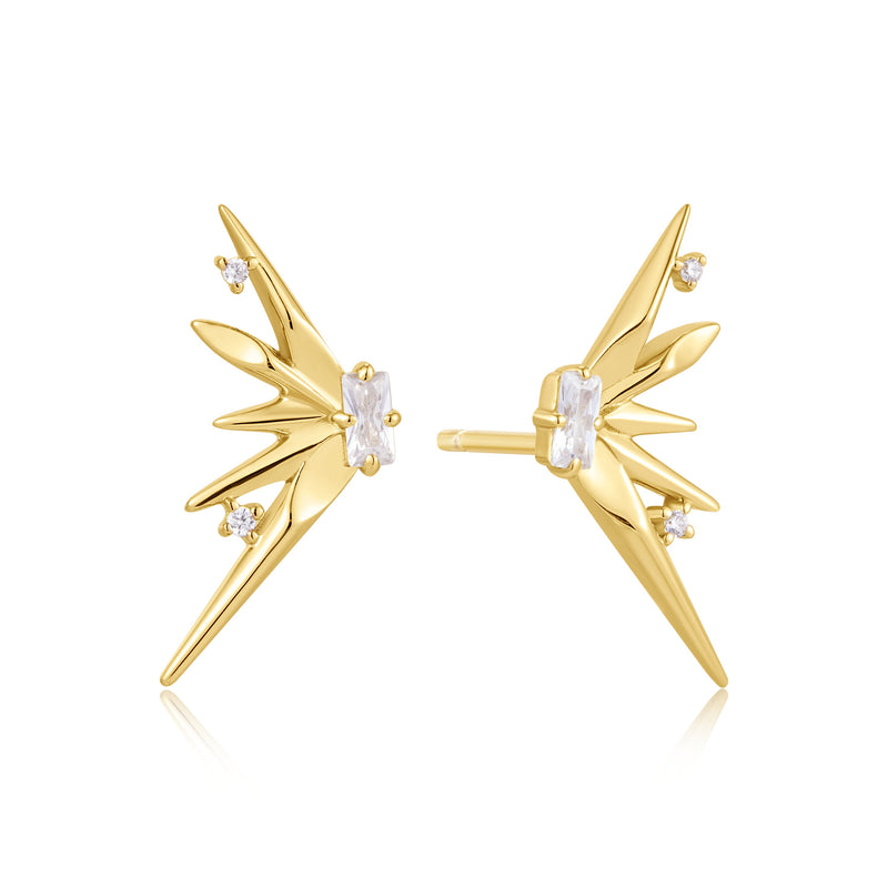 Ania Haie Shiny Gold Gold Statement Spike Stud Earrings