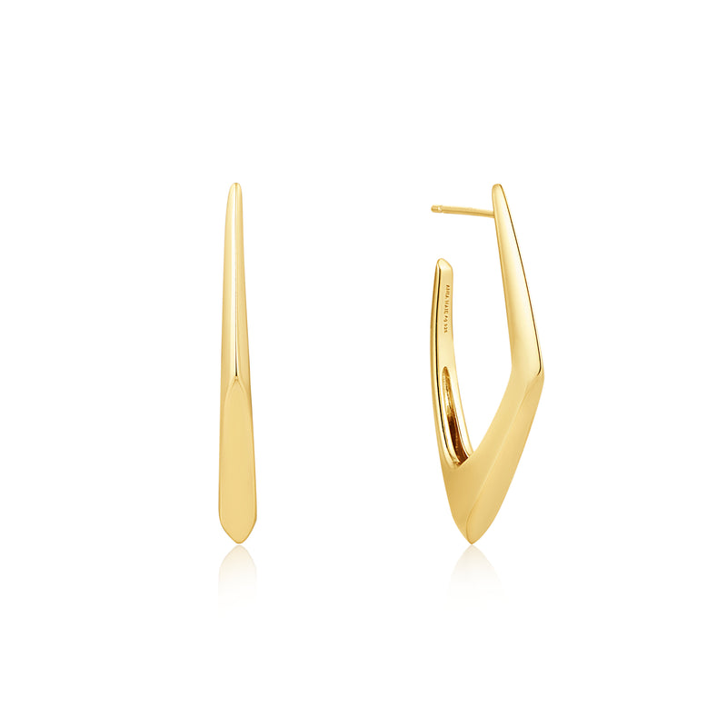 Ania Haie Shiny Gold Gold Geometric Hoop Earrings