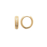 Raindrops - Yellow Gold Plated Small Huggie With CZ Earrings