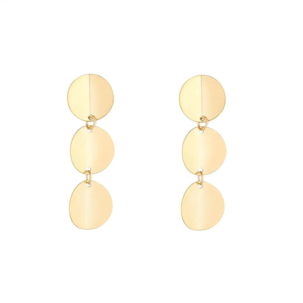9ct Yellow Gold Bend Circle Drop Earrings