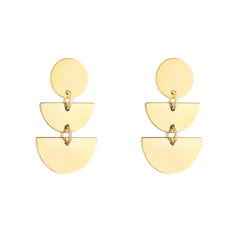 9ct Yellow Gold Half Circle Drop Earrings