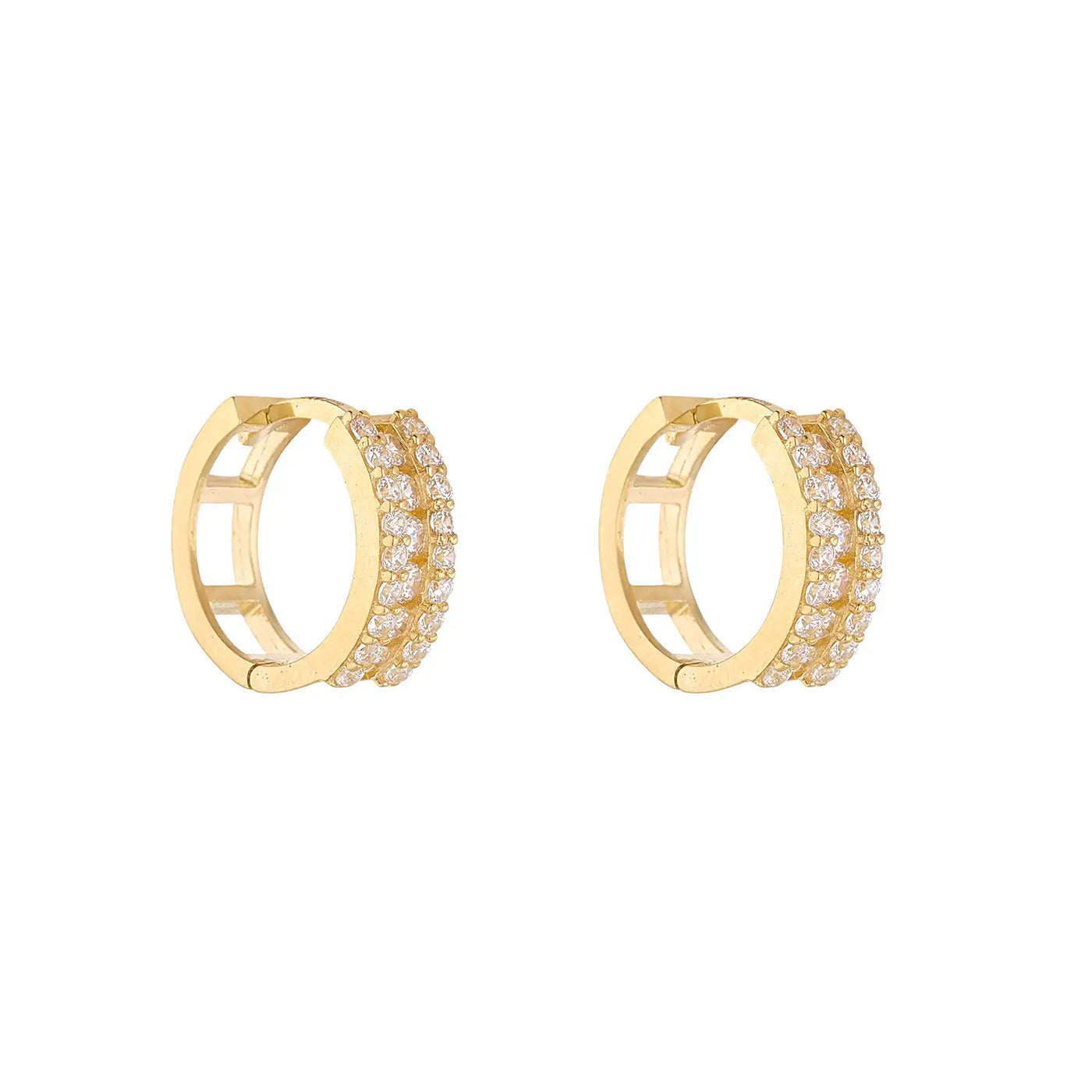 9ct Yellow Gold Triple Row Cubic Zirconia Hoop Earrings – Matthew