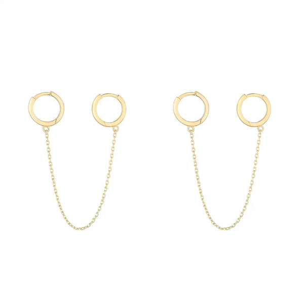 9ct Yellow Gold Double Chain Hoop Earrings
