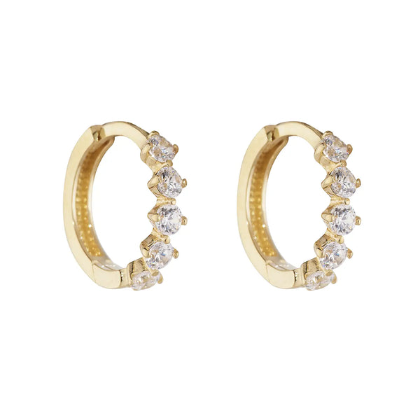 9ct Yellow Gold Cubic Zirconia Hoop Earrings 9mm