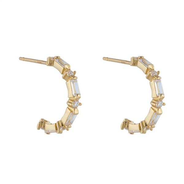 9ct Yellow Gold Cubic Zirconia Hoop Earrings
