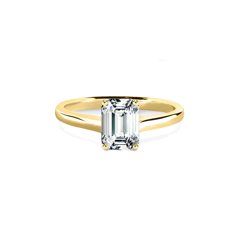 Evelyn Ring 18K Yellow Gold with 0.34 carat Emerald diamond Excellent cut F color SI1 clarity