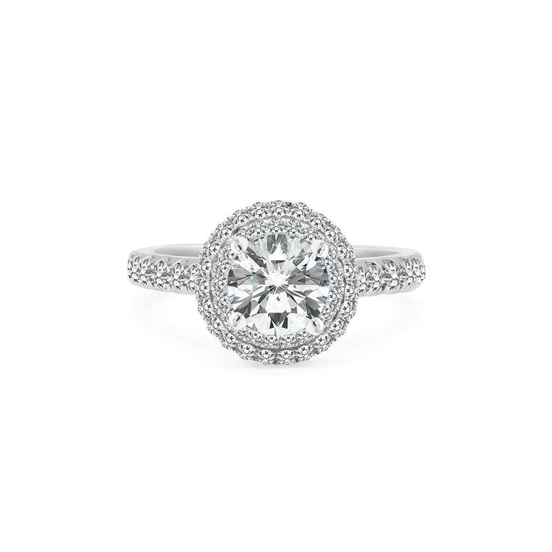 Leah Ring Platinum with 0.30 carat Round diamond Ideal cut E color SI1 clarity