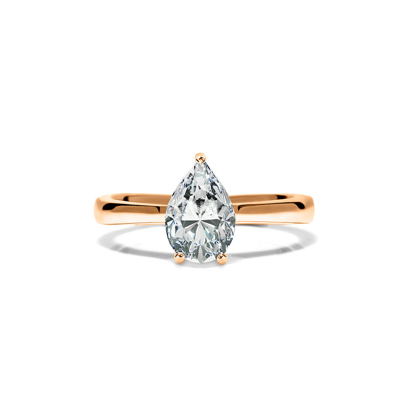 Florence Ring 18K Rose Gold with 0.30 carat Pear diamond Very Good cut F color SI1 clarity