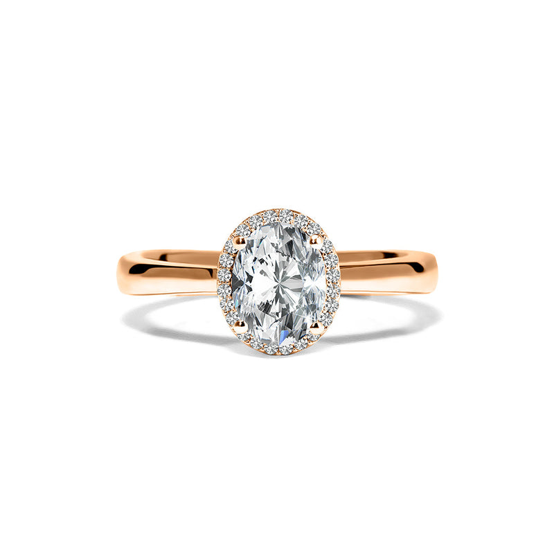 Izzy Ring 18K Rose Gold with 0.30 carat Oval diamond Excellent cut D color SI2 clarity
