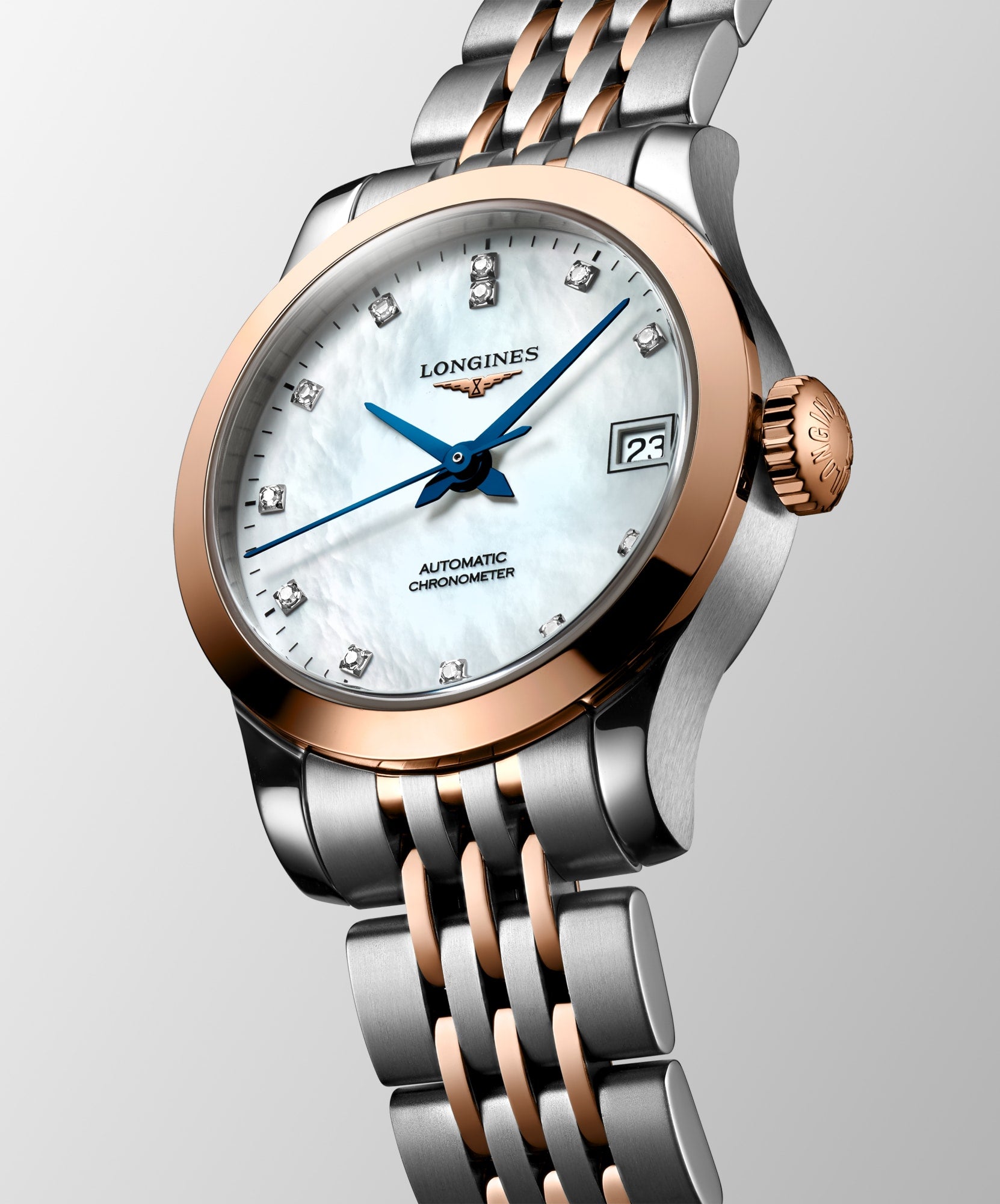 Longines Record Ladies Rose Gold & Mother-of-Pearl Watch