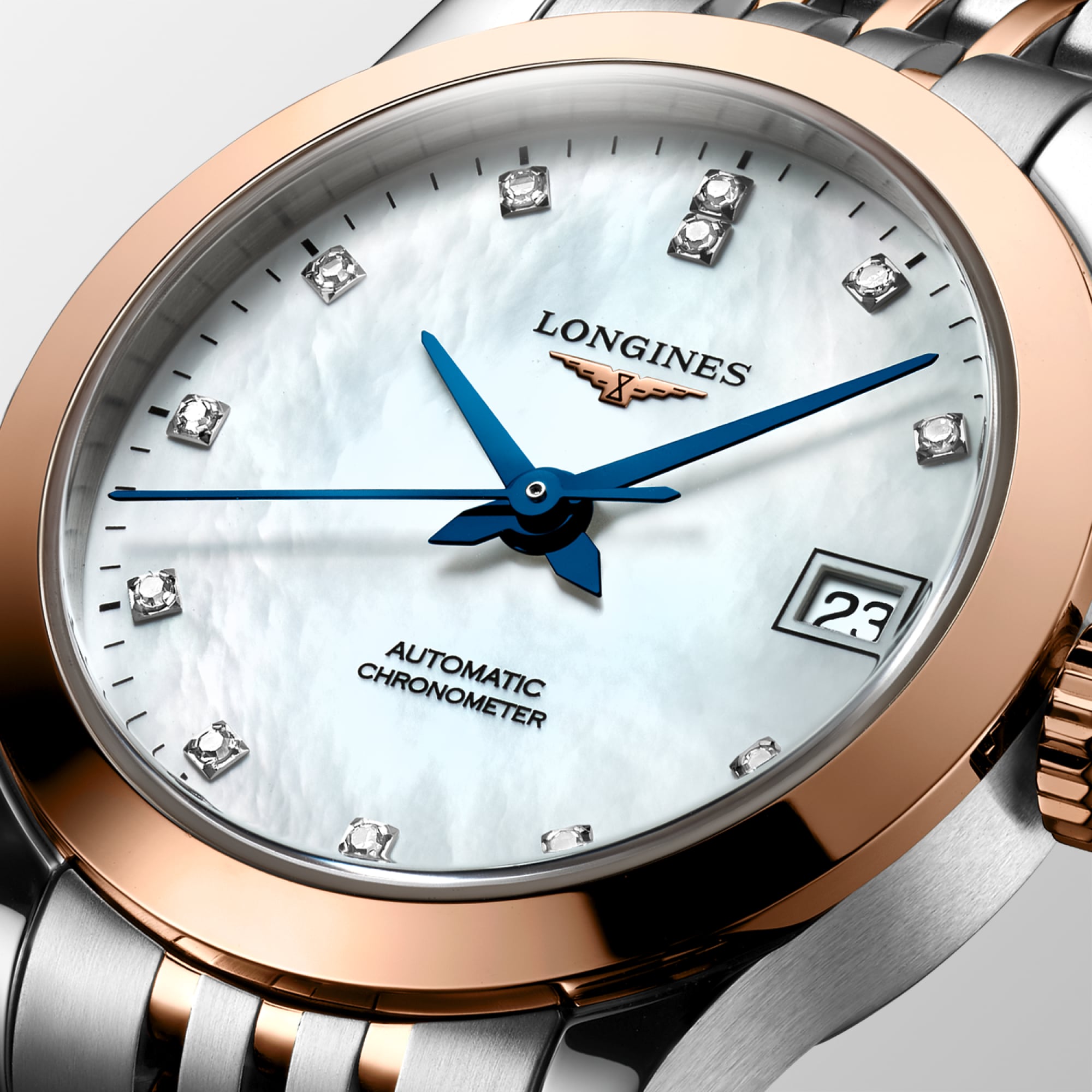 Longines Record Ladies Rose Gold & Mother-of-Pearl Watch
